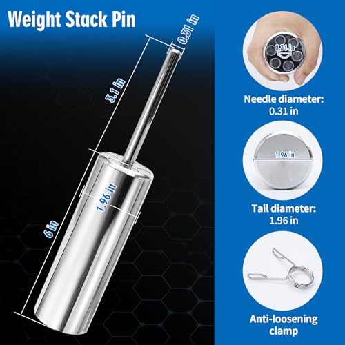 Weight Stack Pin Extender for Cable Machine & Home Gym | ¨ª10 mm £¦ ¨ª8 mm?Heavy-Duty Steel Construction | Magnetic Safety Design | Adds Up to 100 lbs Extra Weight