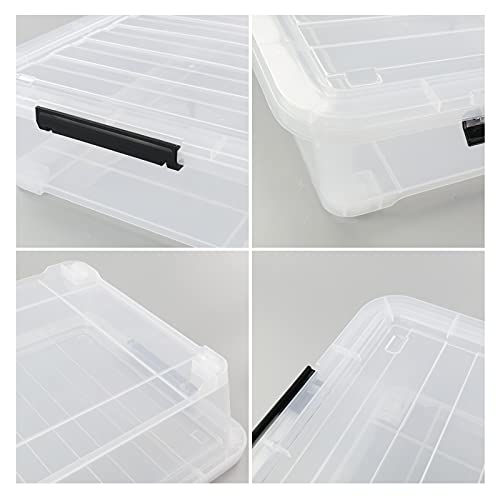4-Pack 40 Quart Large Plastic Under Bed Storage Bin, Underbed Box With Wheels/Lids, Clear - size: 40 Quart