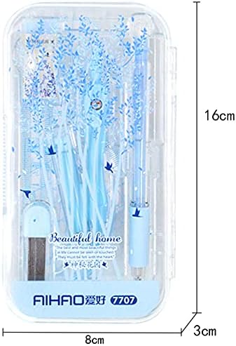 LABANCA 8 Pcs Compass Set with Protractor for Math Geometry Set Drawing Compass, Rulers, Pencil, Eraser Blue
