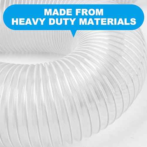 2 1/2" x 20' Heavy PVC Dust Collection Hose,Flexible Clear Debris and Fume Collection Hose with Stainless Steel Hose Clamps for Dust Collectors with 2 1/2" Ports, Ideal for Shop Vacuums