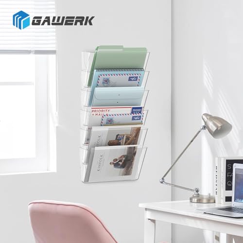 Gawerk Clear Acrylic Single Pocket, Plastic Hanging Wall Mount File Holder for Office Home (Clear, 2 Pack) - color: Clear, size: 2 Pack