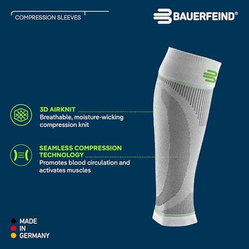 Bauerfeind Sports Compression Lower Leg Calf Sleeves (1 Pair) - Gradient Compression for Improved Blood Circulation in Legs - Air Knit Fabric Breathable, Durable, Washable (Black, Medium/Short)