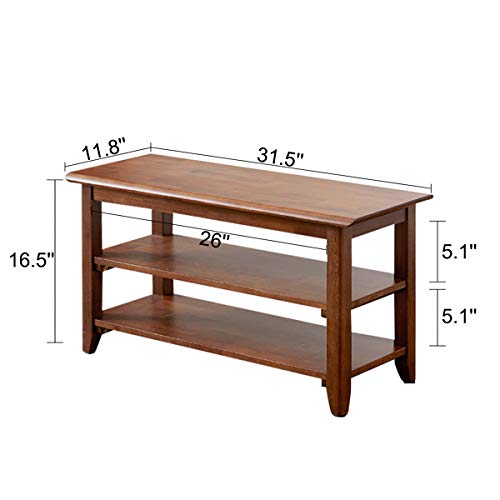 XKZG Storage Bench Wooden Shoe Rack Bench Rustic Solid Wood Entryway Bench (Brown,31.5") - color: Brown, size: 31.5"W x 11.8"D x 16.5"H