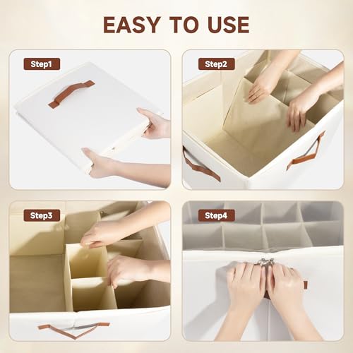 2-Pack Shoe Organizer for Closet, Foldable Shoe Storage Container with Adjustable Dividers & Clear Lid, Holds Up to 12 Pairs, Space-Saving Shoe Boxes, White - size: Medium