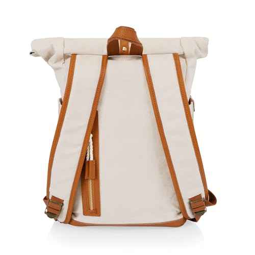 PICNIC TIME Carmel Roll Top Backpack Cooler, Canvas Insulated Cooler Backpack Bag for Lunch and Hiking, Portable Beach Cooler Bag, Picnic Bag