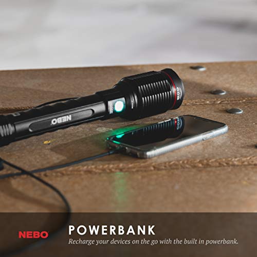 NEBO Redline 6K Rechargeable Flashlight | 6000 Lumens, 4 Light Modes, Durable Metal & Waterproof, Bright Tactical Light for Camping, Hunting & EDC, Includes Charging Cable