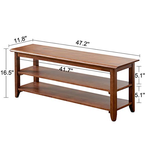 XKZG Storage Bench Wooden Shoe Rack Bench Rustic Solid Wood Entryway Bench (Brown,47.2") - color: Brown, size: 47.2"W x 11.8"D x 16.5"H