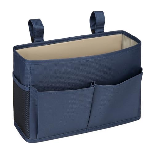 Bedside Storage Organizer Bag Phone Book Magazine Holder Pockets Hanging Storage Bag Sofa Side Pouch Bag(Pink) - color: Pink