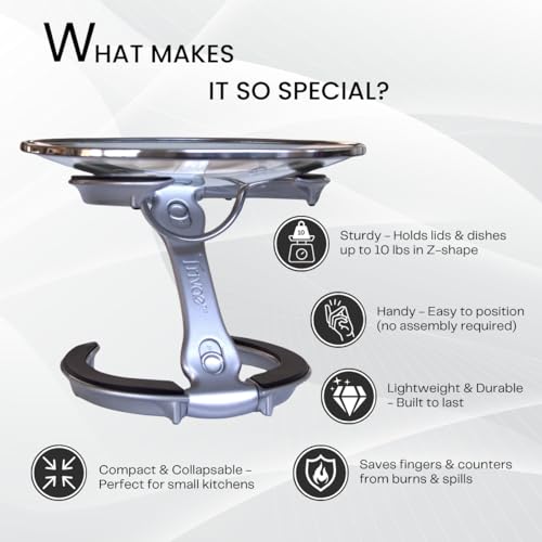 Trivae Pot Lid Holder – 4-in-1 Pot Lid Holder While Cooking, Pan Lid Holder, Trivet & Cake Stand – Versatile Kitchen Tool for Hot Pots, Serving & Display – Space-Saving, Heat-Resistant Stand - color: Classic Black