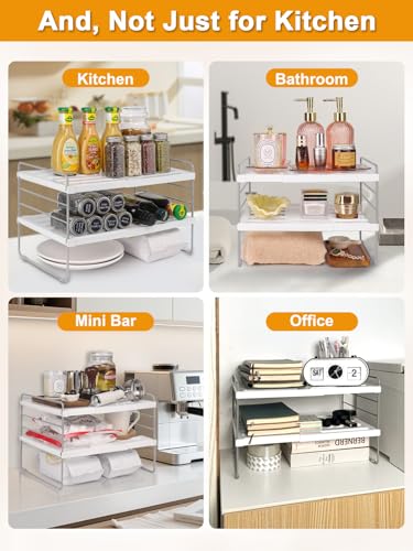 JUPELI Foil and Plastic Wrap Organizer, Expandable Kitchen Pantry Storage, Height Adjustable Cabinet Rack for Kitchen Organization, Aluminum Foil -3 Tier 9.8" to 15.6"L - size: 1 Pack
