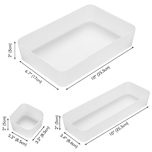 Poeland 15 Pcs Drawer Organizer Tray Storage Box for Bedroom Dresser Bathroom Kitchen, Frosted - size: 15 pcs