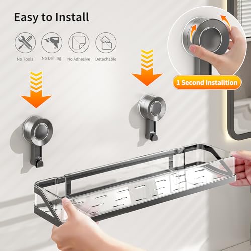 Shower Caddy Suction Cup,Detachable Bathroom Shower Organizer for Bathroom Storage, Wall Mounted Shower Shelves,Rustproof Shelf No Drilling Large Capacity Removable Rack 1 Pack Grey - color: Grey