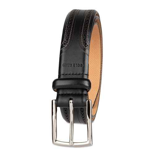 Cole Haan mens Black Leather Dress Belt - Classic Style With Polished Buckle for Work Or Formal Wear
