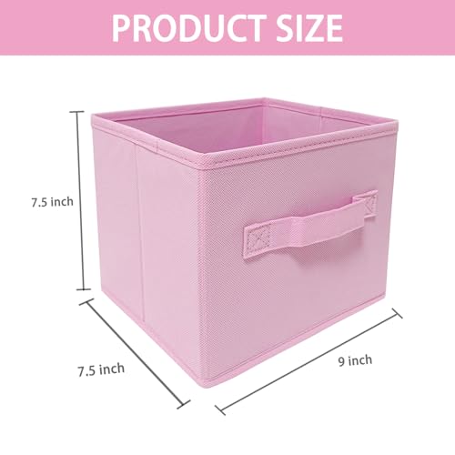 EBIGIC Pink Bins[6 Pack] 9.0"x7.5"x7.5" Small Size Fabirc Foldable Closet Toy Organizer Collapsible Cloth by BIGIC… - color: Pink 6Pack, size: 9”x 7.5”x 7.5”