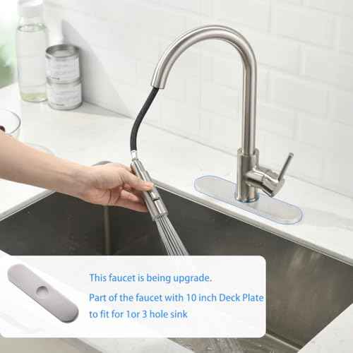 Havin Brushed Nickel Kitchen Faucet with Pull Down Sprayer, High Arc Stainless Steel Material, with cUPC Ceramic Cartridge,Fit for 1 or 3 Holes Kitchen Sink or Laundry Sink or bar Sink Faucet