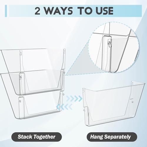 Gawerk Clear Acrylic Single Pocket, Plastic Hanging Wall Mount File Holder for Office Home (Black, 2 Pack) - color: Black, size: 2 Pack