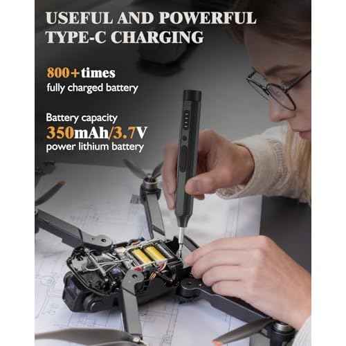 LCORE electric Screwdriver set, 3.7V Cordless Screwdriver Set,ED1 PRO 67-in-1 Power Screw Driver, Max 0.35N.m,62 Magnetic Bits, LED Light,4 Torque, for Electronics, Phones, Cameras, Laptops, Watches
