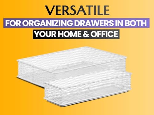 YBM HOME Silver Mesh Drawer Cabinet and or Shelf Organizer Bins, School Supply Holder Office Desktop Organizer Basket 1592s (1, 3x12x2 Inch) - size: 3x12x2 Inch