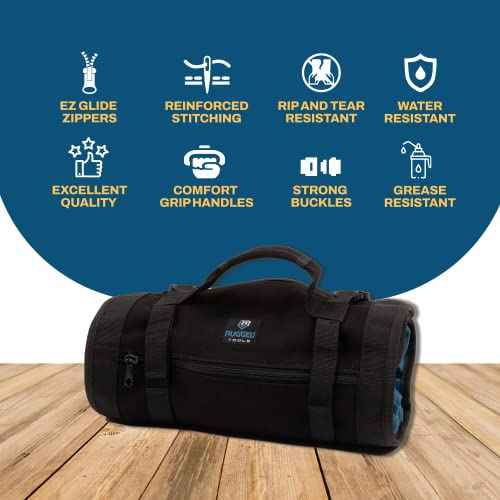 Rugged Tools Titan23-XL Tool Roll - Wrench Roll & Organizer - Canvas Tool Bag & Tool Pouch for Electrician, HVAC, Plumber, Carpenter or Auto Mechanic
