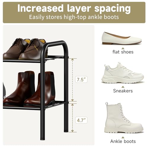 Shoe Rack,Long Shoe Organizer for Closet,Wide Shoe Storage for Entryway, 2 Tier Sturdy Metal Free Standing Shoe Shelf - size: 2-tier-long