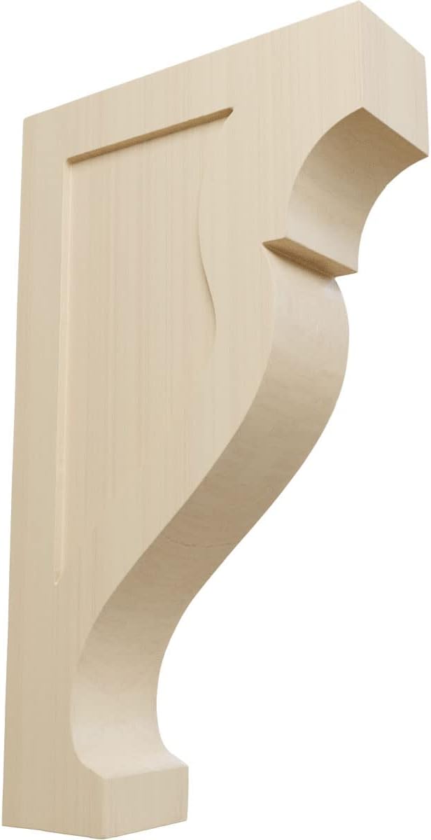 Ekena Millwork CORW03X08X14RKRW Large Rockport Wood Corbels, 2 1/2"W x 8"D x 14"H, Rubberwood