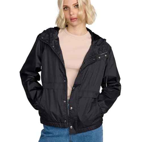 Volcom Womens Stonewind Windbreaker Jacket ? Lightweight Hooded Zip-up with Mesh Lining