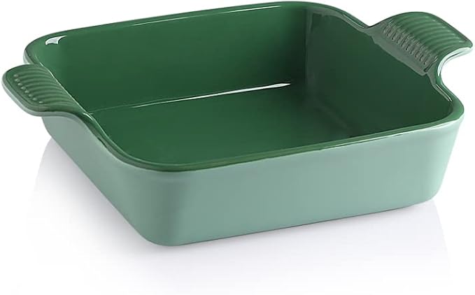 Sweejar Ceramic Baking Dish, Rectangular Small Baking Pan with Double Handles, Brownie, Kitchen, 6.5 x 4.9 x 1.8 Inches(White)