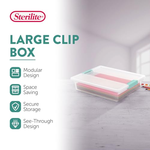 Sterilite 18-Pack Clip Box, Clear Storage for Crafts, Supplies and Office Items, Large - size: Large, style: 18 Pack