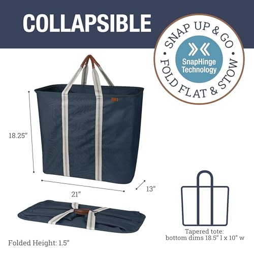 CleverMade Collapsible Laundry Caddy – Foldable Laundry Hamper & Tote, XXL 64L Pop-Up Laundry Basket with Handles, Space-Saving Laundry Organizer for Home & Travel, 2 Pack - LUXE Navy Noir - color: LUXE Navy Noir