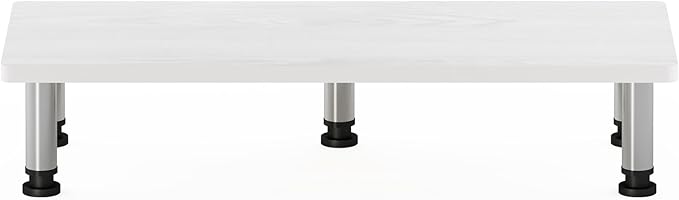 Furinno Turn-N-Tube Monitor Riser Stand, White Oak, Stainless Steel Tubes
