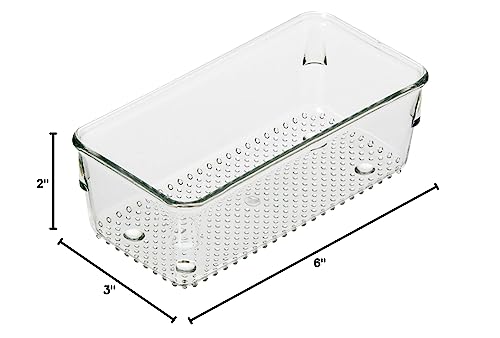 Oggi Clear Drawer Organizer - 3" X 6"- Ideal for Organizing Kitchen Drawers, Office, Desk, Silverware, Kitchen Utensils, Cosmetics and Bathrooms (Pack of 2) - size: 3" by 6" (Pack of 2)