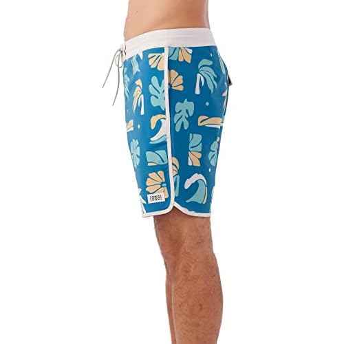 O'NEILL Men's 18 Inch Tropical Print Boardshorts - Quick Dry Swim Trunks for Men with Fabric and Pockets