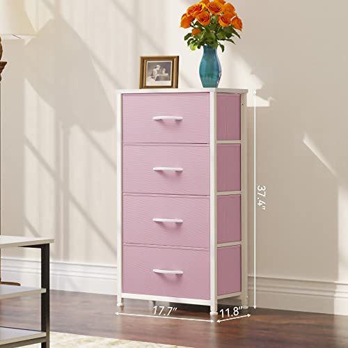 YITAHOME Dresser with 4 Drawers - Storage Tower Unit, Fabric Dresser for Bedroom, Living Room, Closets - Sturdy Steel Frame, Wooden Top & Easy Pull Fabric Bins - color: Cool Pink, style: 4-Drawer