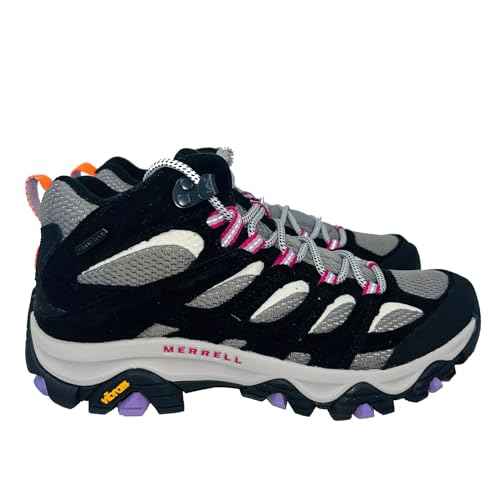Merrell Women's Moab 3 Mid Waterproof Hiking Boot (Black/Orchid, US Footwear Size System, Adult, Women, Numeric 7)