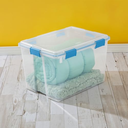 Sterilite 16-Pack Gasket Box, Weather-Resistant Storage Bins with Latching Lids, 80 Quart - Heavy-Duty Organizing Containers for Closet, Bathroom, and Office - size: 80 Quart, style: 16 Pack