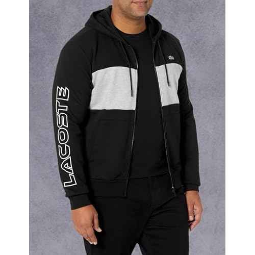 Lacoste mens Taping Full Zip Hooded Sweatshirt