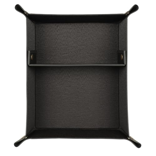 Londo Leather Tray Organizer - Practical Lightweight Water Resistant Computer Table Desk Storage Box for Wallets, Watches, Keys, Coins, Cell Phones and Office Equipment - color: Black Lining