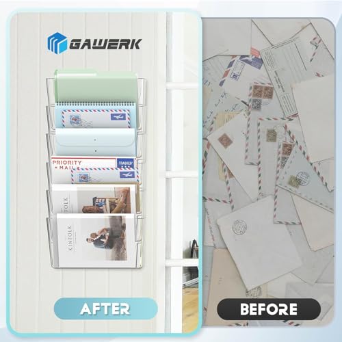 Gawerk Clear Acrylic Single Pocket, Plastic Hanging Wall Mount File Holder for Office Home (White, 8 Pack) - color: White, size: 8 Pack