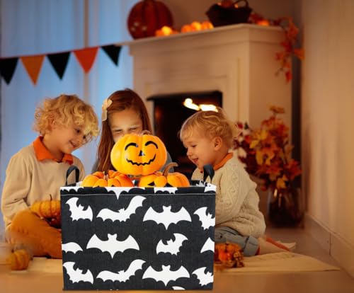 Rectangle Storage Basket with Handles,Collapsible Kids Toys Bin,Books Box,Gift Basket(Bat) - color: Bat