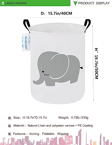 LANGYASHAN Laundry Basket Canvas Fabric Collapsible Organizer Basket for Storage Bin Toy Bins Gift Baskets Bedroom Clothes Children Nursery Hamper (Elephant) - color: Elephant