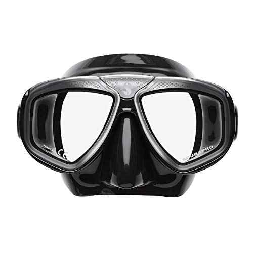 SCUBAPRO Zoom Scuba Mask with Ultra Clear Dual Lens and Lens-Change System for Optical Lenses for Diving, Full Black