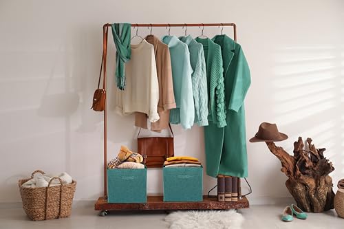 Simple Houseware 15 x 13 Inch Collapsible Fabric Storage Bin with Handles, 2 Pack, Turquoise - color: Turquoise