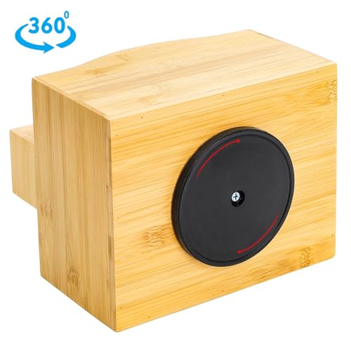 DEAYOU Bamboo Rotating Remote Caddy, 360 Degree Spinning Remote Control Holder, 5 Compartment Revolving Nightstand Bedside Table Organizer for Controller, Pen, Phone, Mail, Calculator, Office