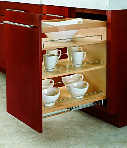 Rev-A-Shelf 14" Pullout Kitchen Cabinet Storage Organizer Slide Out Pantry Spice Rack with Adjustable Shelves for 14.5" W Cabinet Opening, 448-BC-14C - size: 14"W"