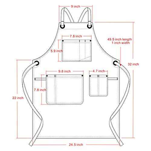 Jeanerlor - Denim Apron With Pockets for Women and Men - Washing Style | Adjustable S to XXL