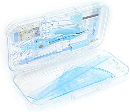 LABANCA 8 Pcs Compass Set with Protractor for Math Geometry Set Drawing Compass, Rulers, Pencil, Eraser Blue