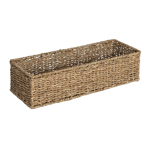 Household Essentials Handwoven Seagrass Rectangular Storage Basket, Natural - color: Natural Seagrass