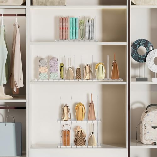 ANTOWIN 2 Pack Shelf Divider, Purse Organizers for Closet, Adjustable Handbag Separators, Storage Organizer in Bedroom, Office, Easy to Install and Clean - size: square-shaped