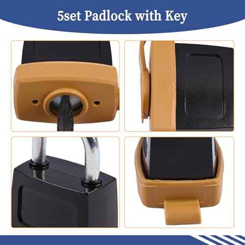 246-2641 5set Padlock with Key Compatible with Caterpillar CAT Fuel Cap 7X7700 1428828 20103300 2849039 Replace 5P8501 5P8500 2462641 (5)