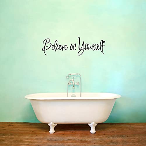 VWAQ Believe in Yourself Wall Decal - Living Room Wall Decor Motivational Stickers Inspirational Quotes Positive Affirmation Stickers Home Decor